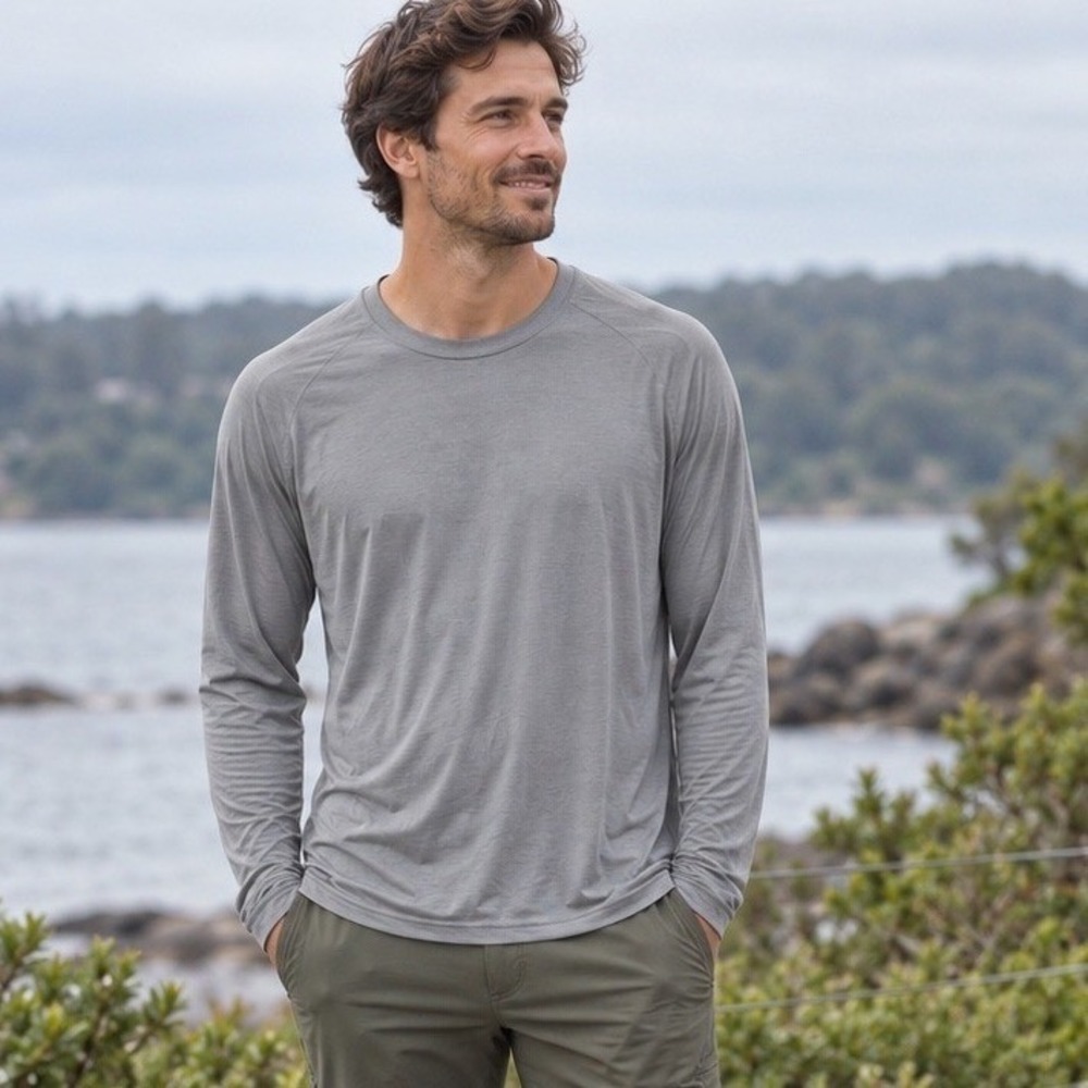 Free Fly Bamboo Lightweight Long Sleeve Men's L Gray UPF 20 Fishing Hiking
